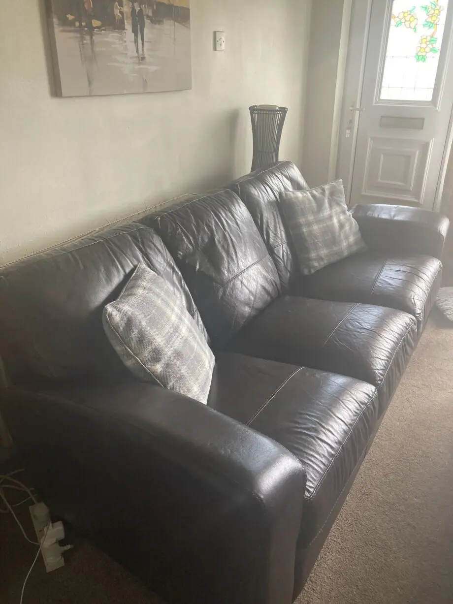 DFS 3 plus 2 seater soft leather sofas