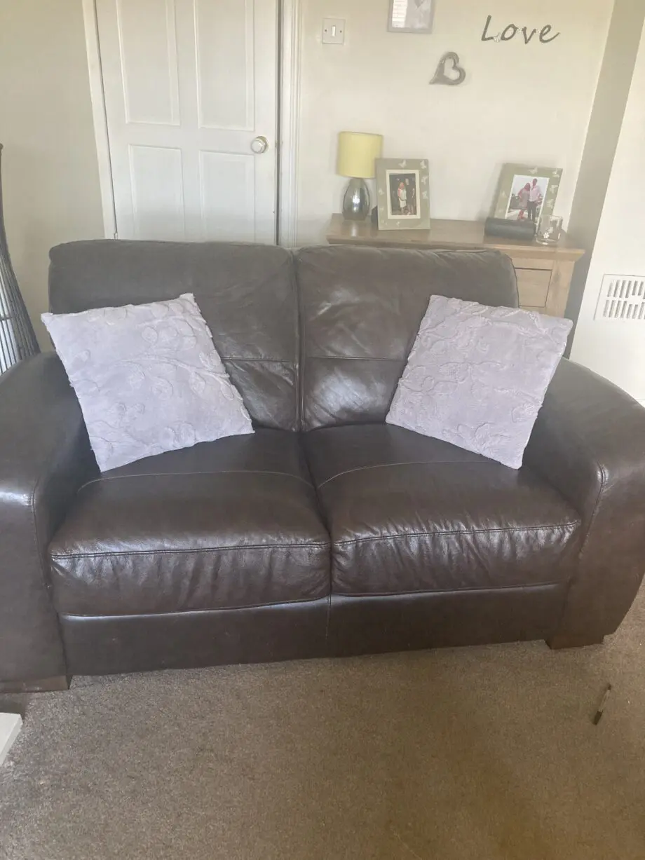 DFS 3 plus 2 seater soft leather sofas