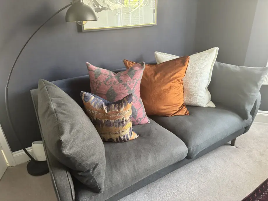 John Lewis Grey 3-Seater Sofa with Feather Wrapped Cushions
