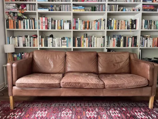 Vintage Danish (Stouby) Tan Leather 3 Seater Sofa