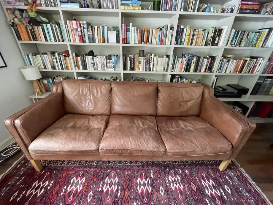 Vintage Danish (Stouby) Tan Leather 3 Seater Sofa