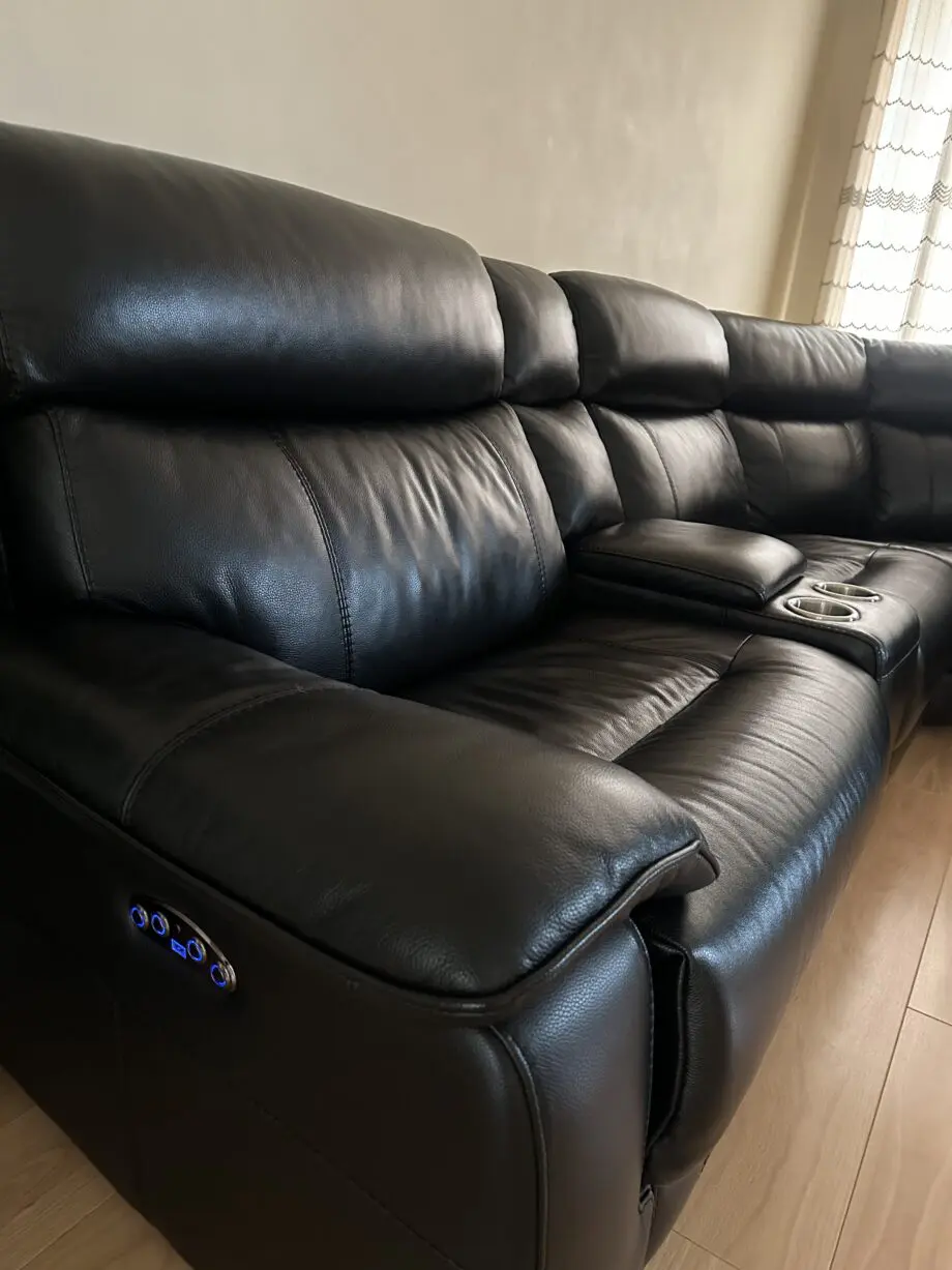 DFS black leather Conner sofa