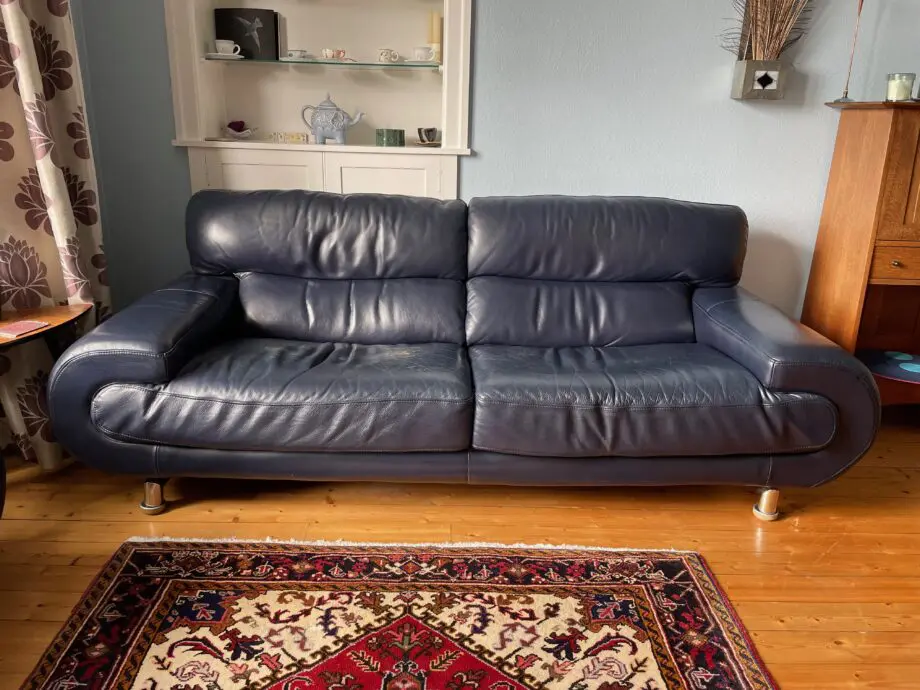 Designer Italian Leather three piece sofa suite