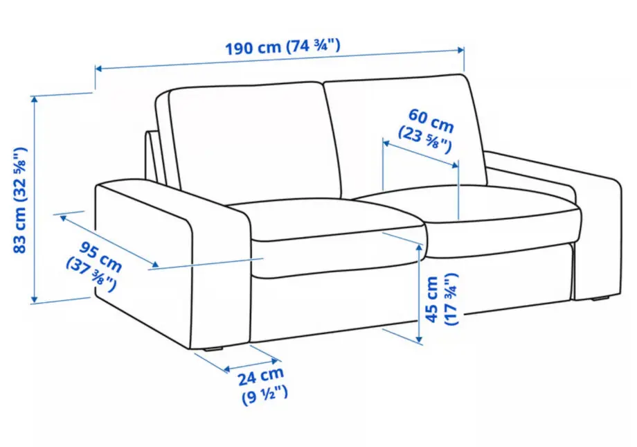 IKEA light grey KIVIK 2-seat sofa
