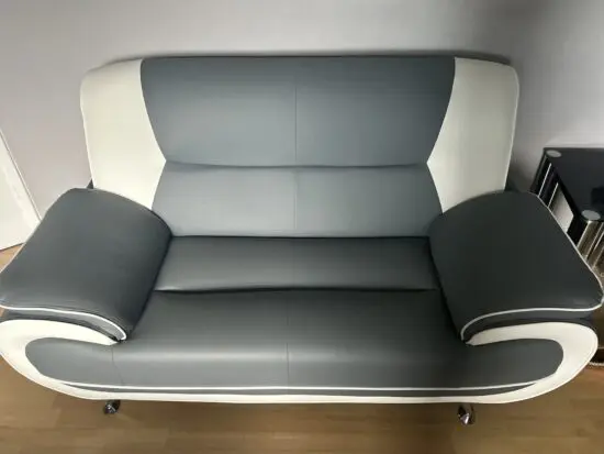 Grey & White Two Seater Sofa