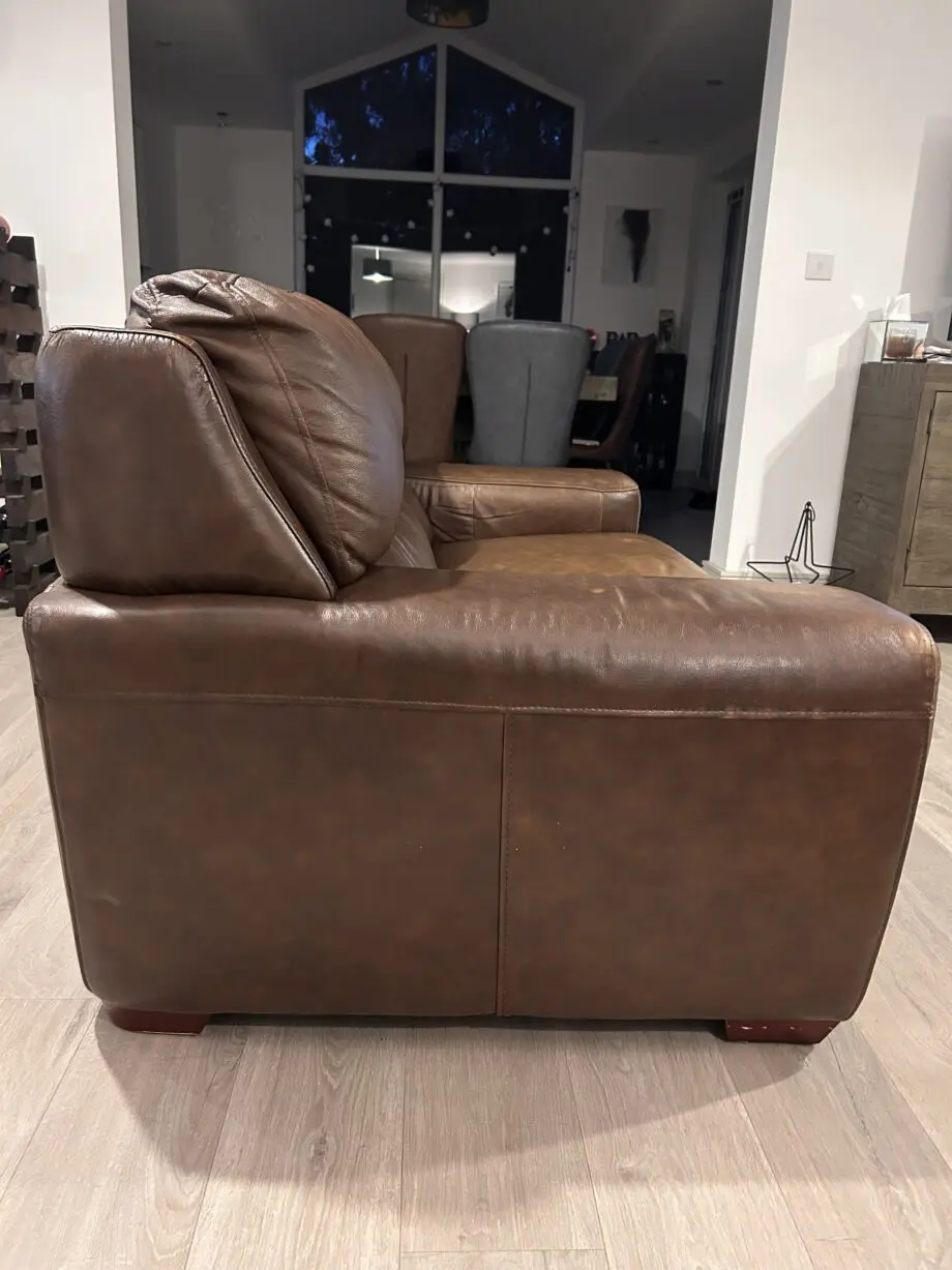 Furniture Village dark brown leather 2 seater sofa
