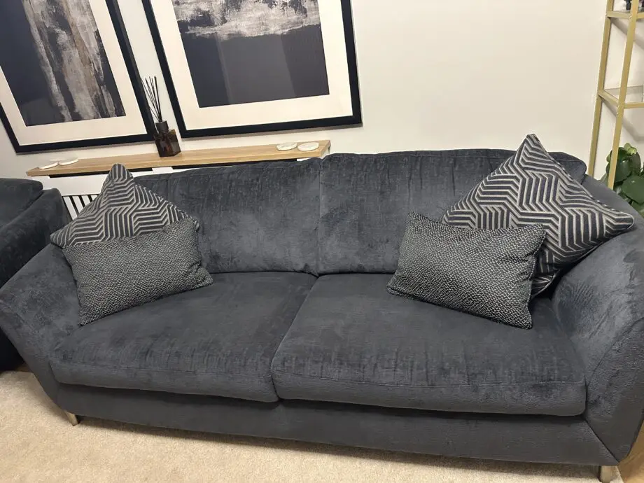 Ideal home 4 seater sofa, power recliner and footstool in the colour obsidian (dark navy blue)