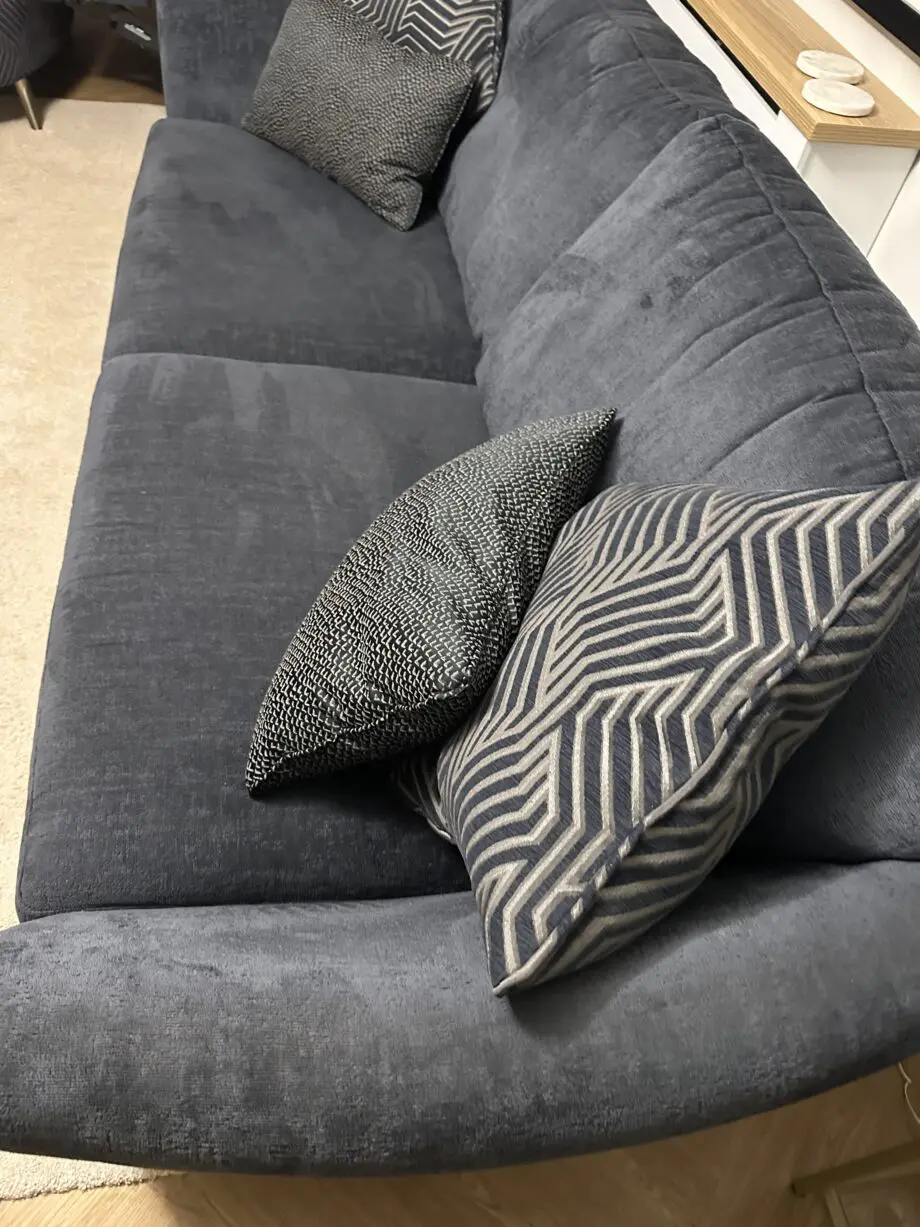 Ideal home 4 seater sofa, power recliner and footstool in the colour obsidian (dark navy blue)