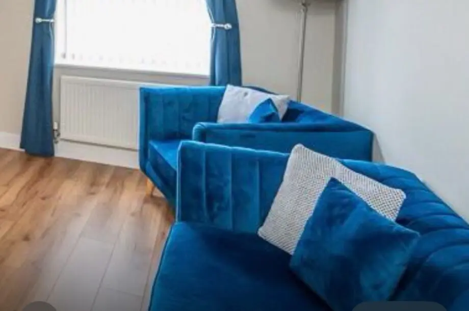 Scs blue 3 seater sofa and chair