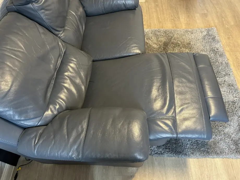 Dfs Falcon 2 seater power recliner sofa leather denim blue coloured