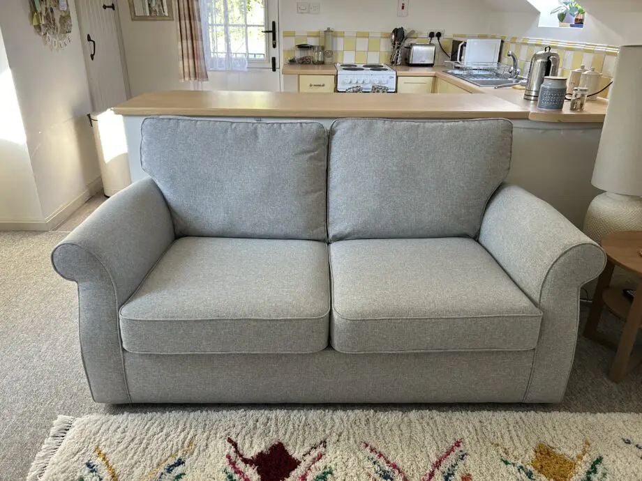 NEXT Ashford Sofa Bed, Light Grey Fabric with Light Wood Feet