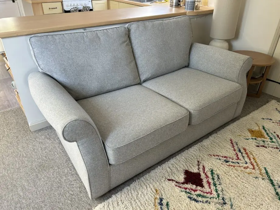NEXT Ashford Sofa Bed, Light Grey Fabric with Light Wood Feet