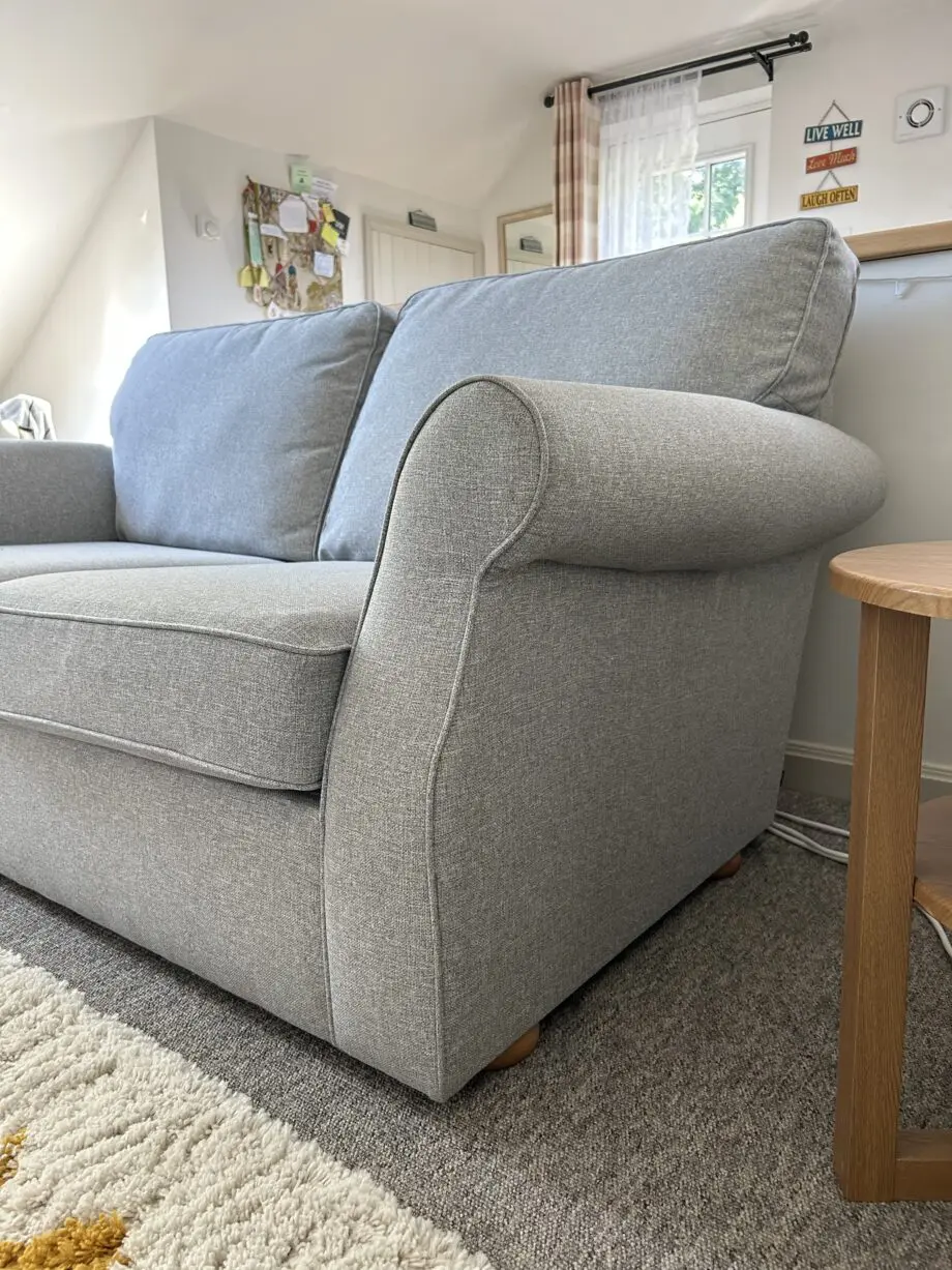 NEXT Ashford Sofa Bed, Light Grey Fabric with Light Wood Feet