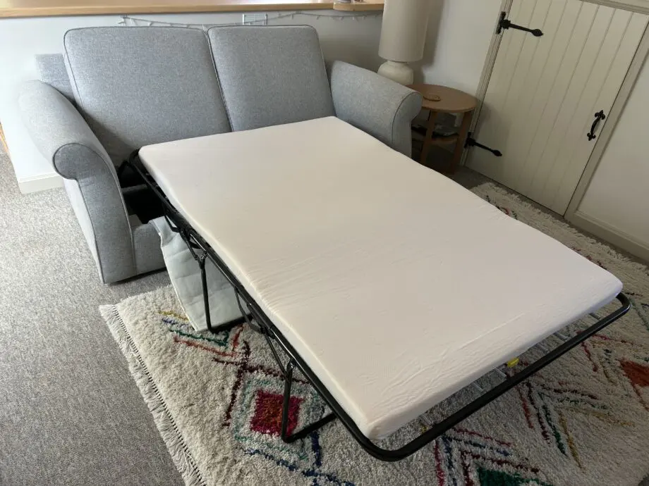 NEXT Ashford Sofa Bed, Light Grey Fabric with Light Wood Feet