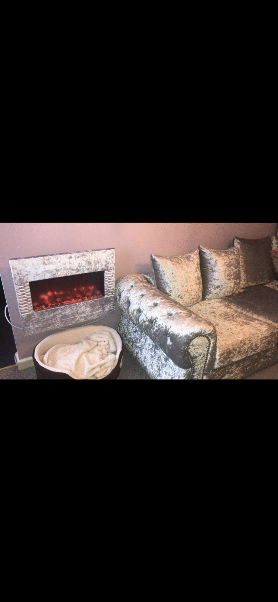 Silver velvet corner sofa
