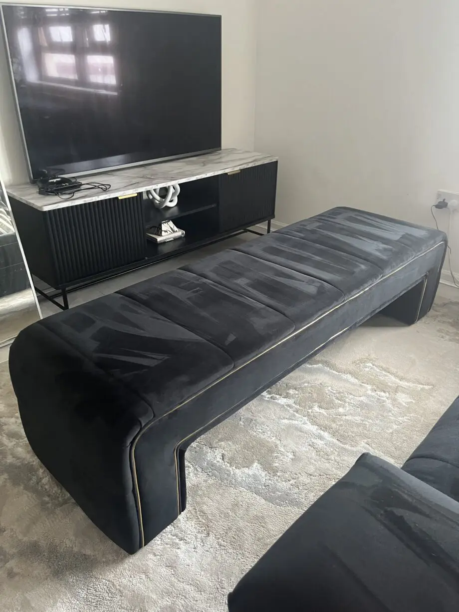 Sofology black Oscar three seater sofa, accent chair and footsool