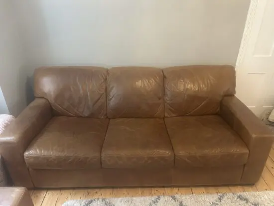 Tan Leather 3 Seater & 2 Seater Sofas