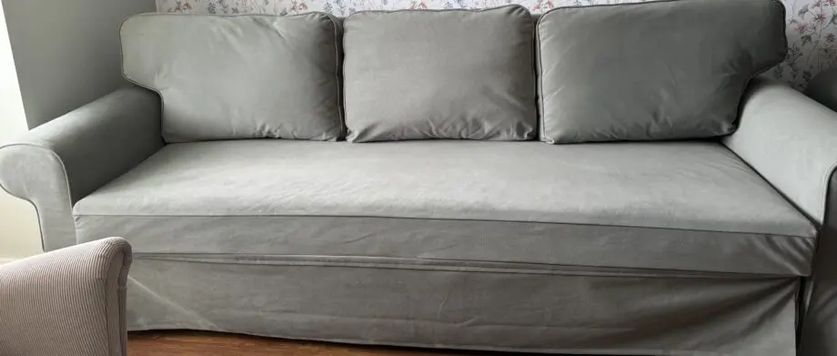 Grey green sofa bed from ikea
