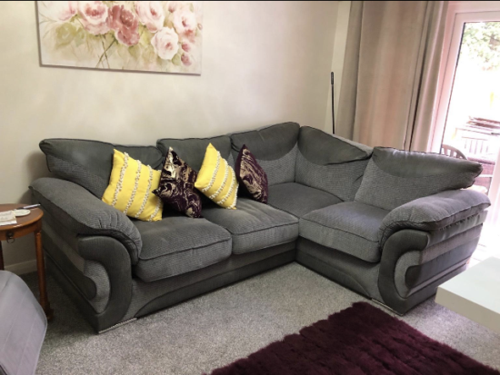 Fully sprung sofa bed and left facing chaise