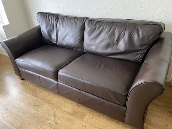 M&S Chocolate Brown Leather Sofa
