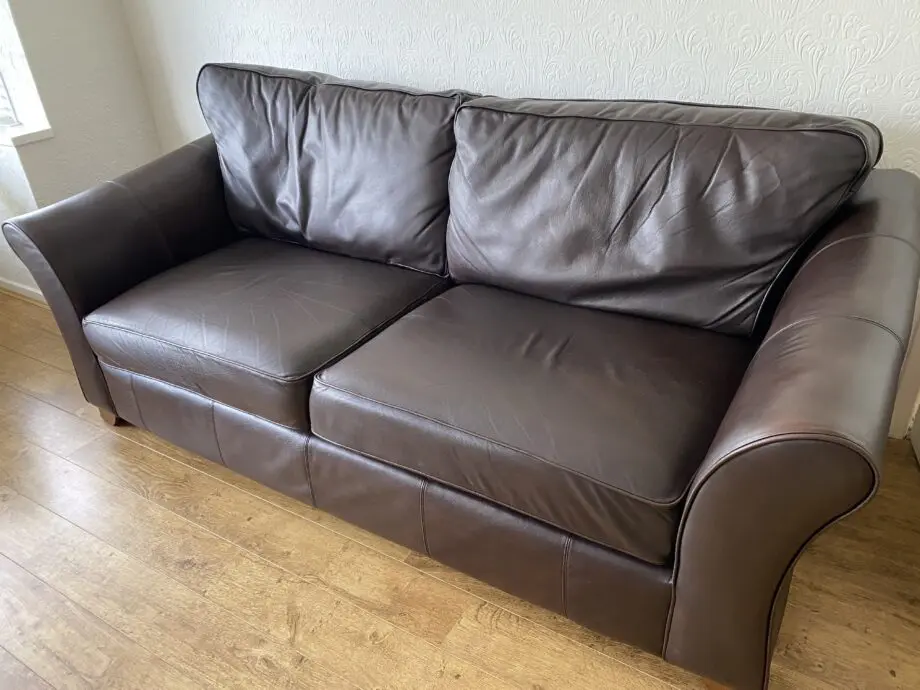 M&S Chocolate Brown Leather Sofa