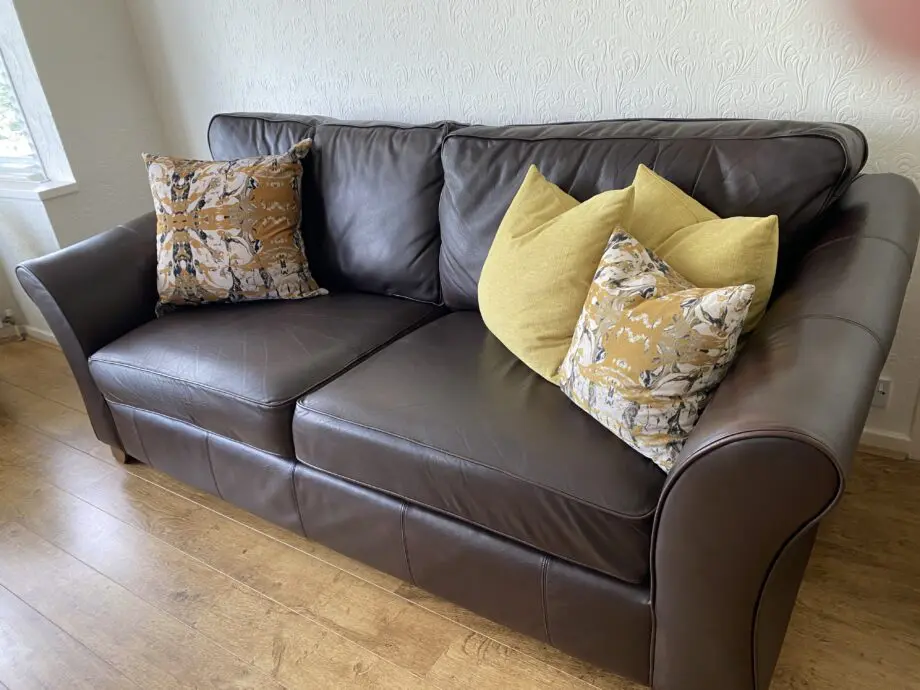M&S Chocolate Brown Leather Sofa