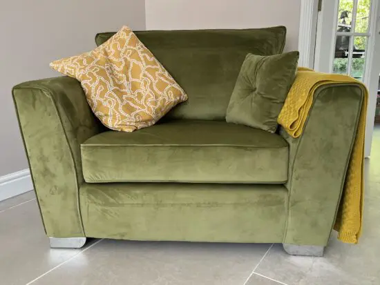 Luxurious Velvet Loveseat, Light Olive