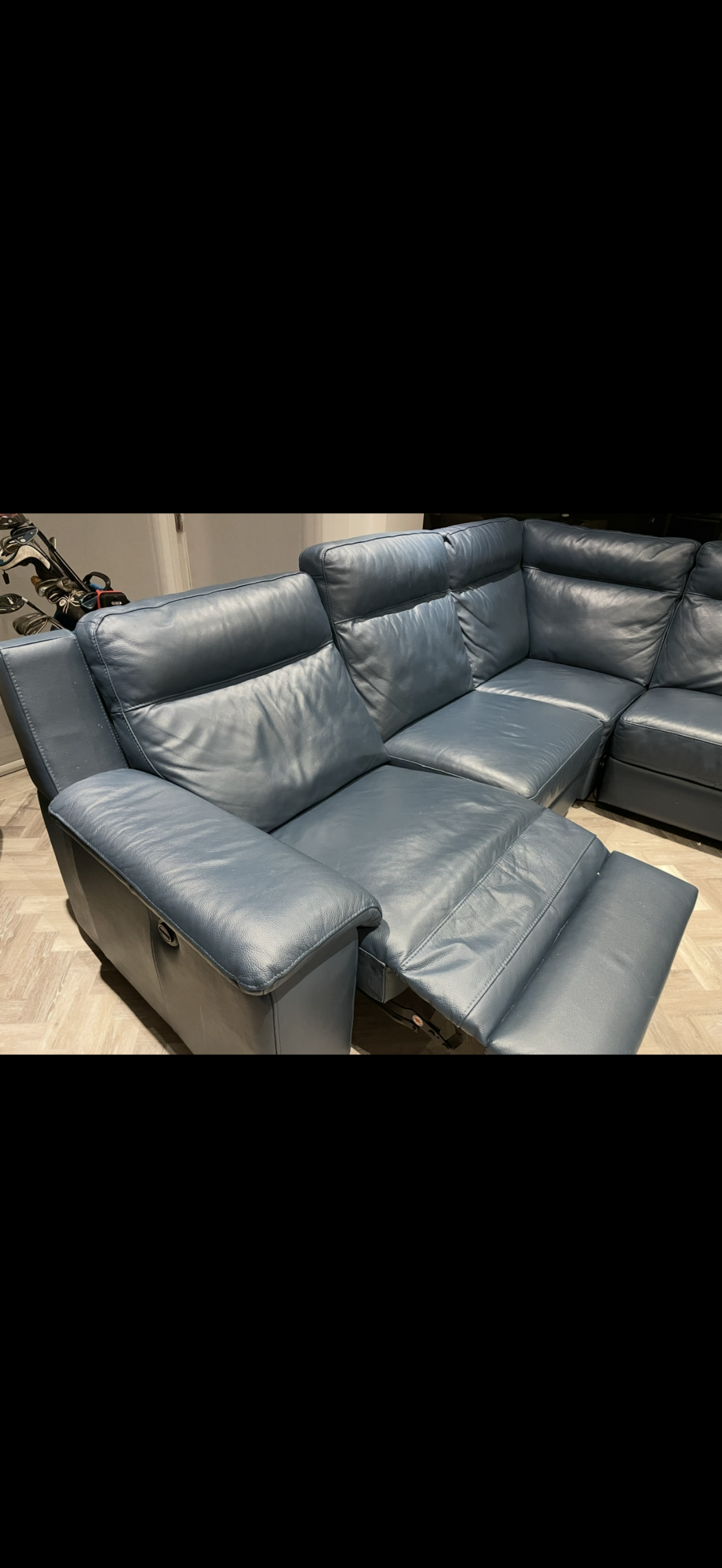 Harvey's Sorrento Navy Leather Corner Sofa