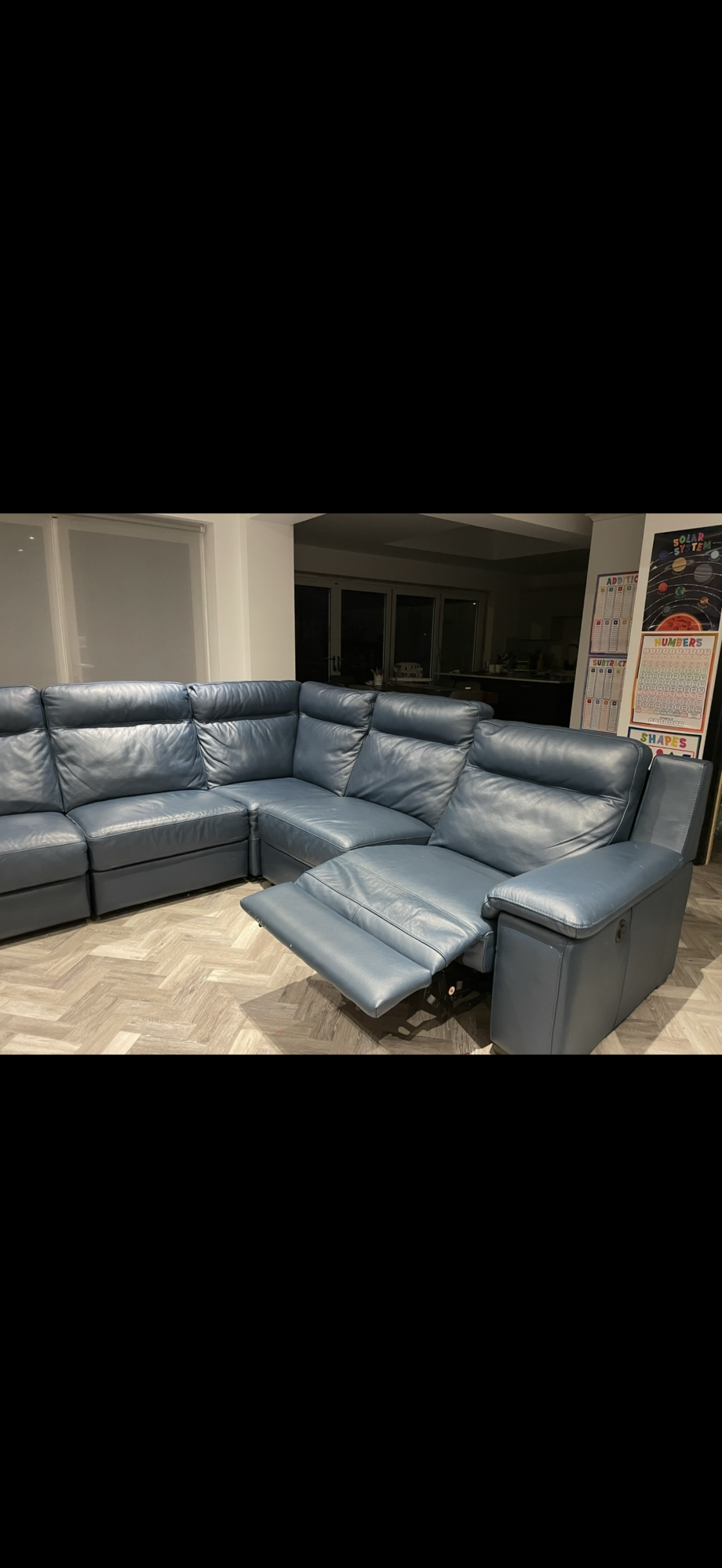 Harvey's Sorrento Navy Leather Corner Sofa