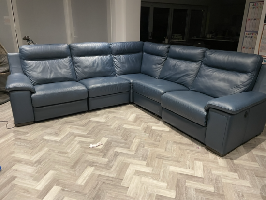Harvey's Sorrento Navy Leather Corner Sofa