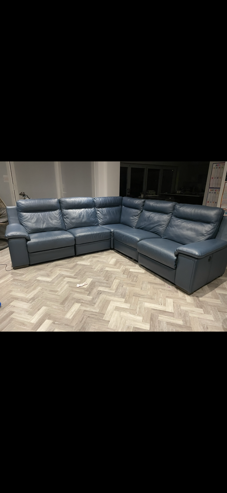 Harvey's Sorrento Navy Leather Corner Sofa