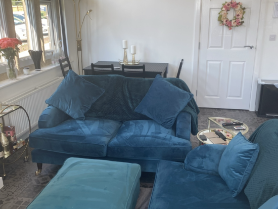 Teal 3 piece sofa set