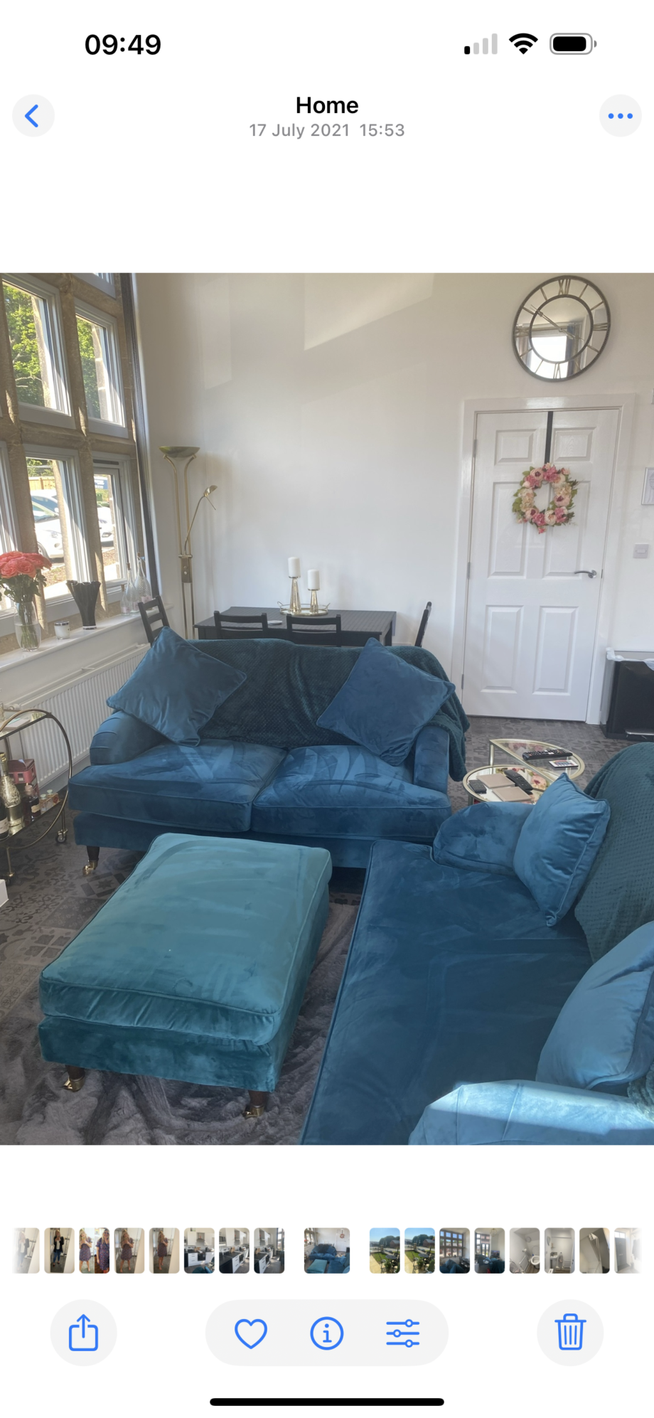 Teal 3 piece sofa set