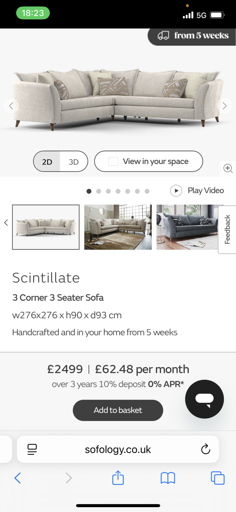 Sofology Scintillate Cream Corner Sofa