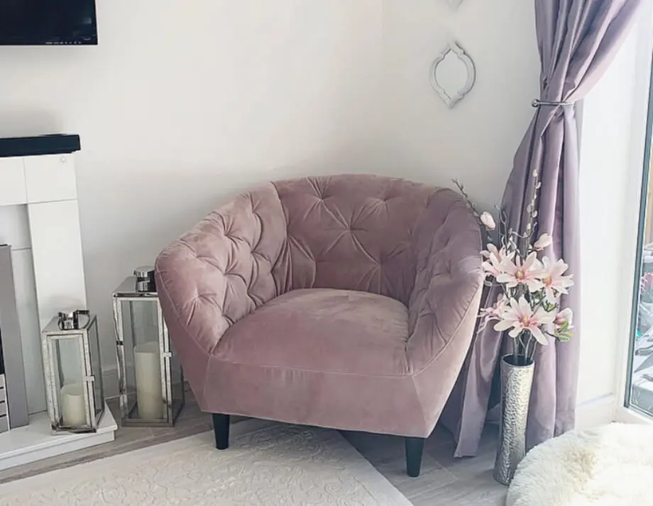Actona Dusky Pink Ria 3 Piece Velvet Sofa Set with Footstool