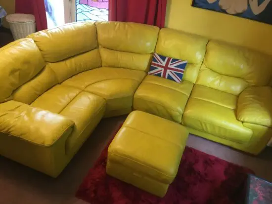 DFS corner suite in bold yellow leather