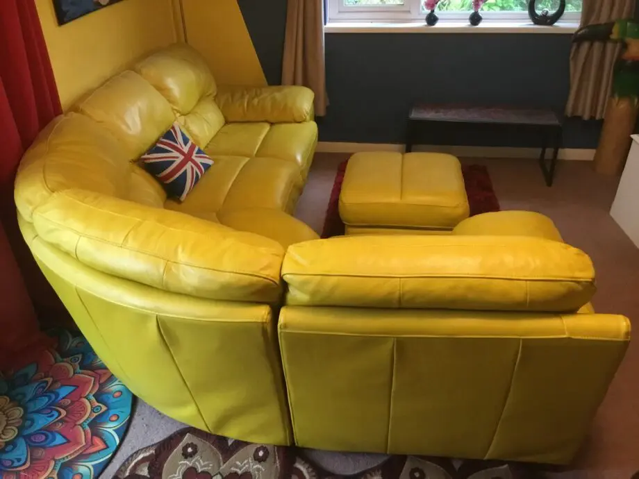 DFS corner suite in bold yellow leather