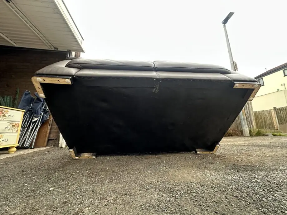 Chocolate brown two seat leather sofa