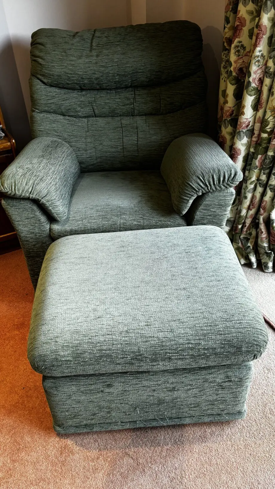 G Plan Green 3 piece suite with footstool