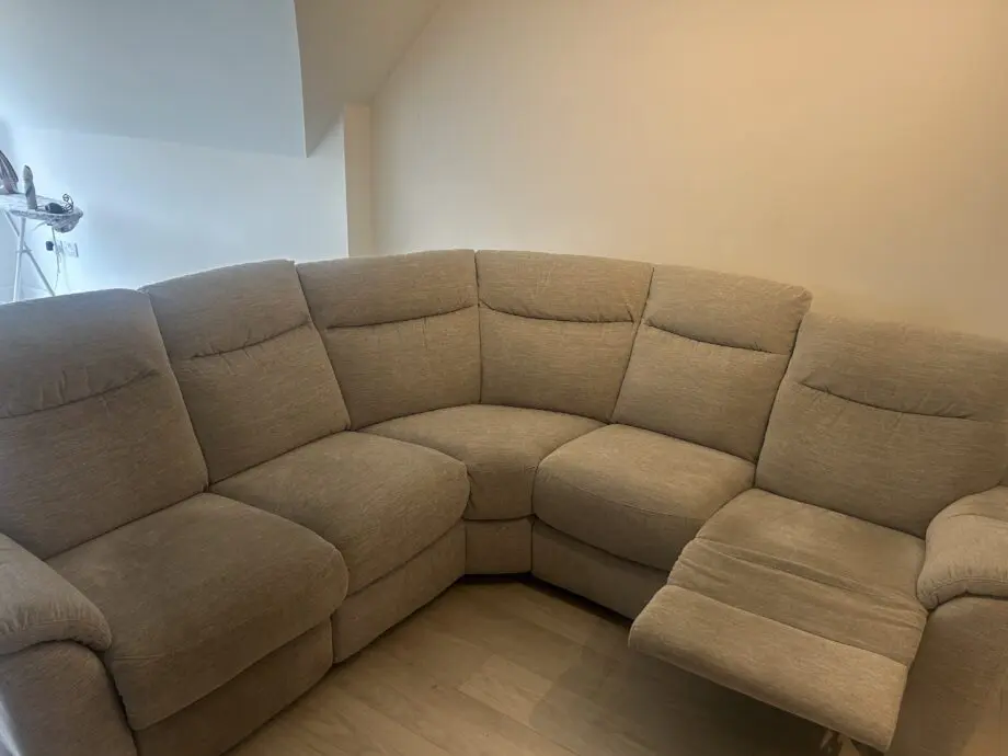 Grey/Beige corner sofa from furniture village Snug corner sofa.