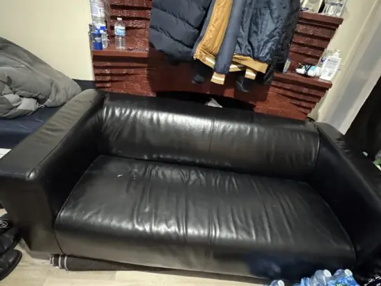 3 seater black leather sofa