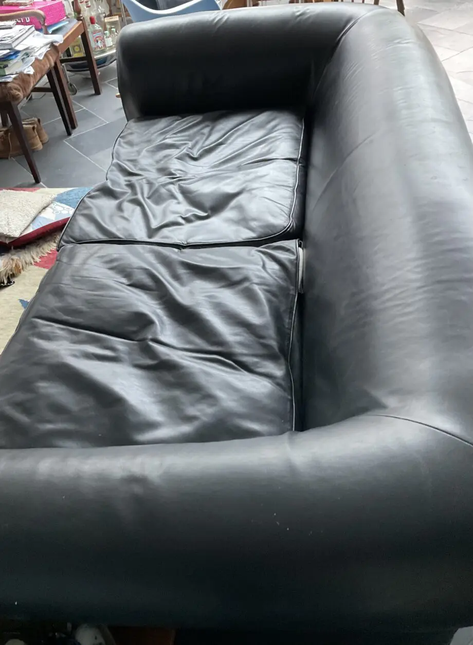 Black Leather HUGE sofa.