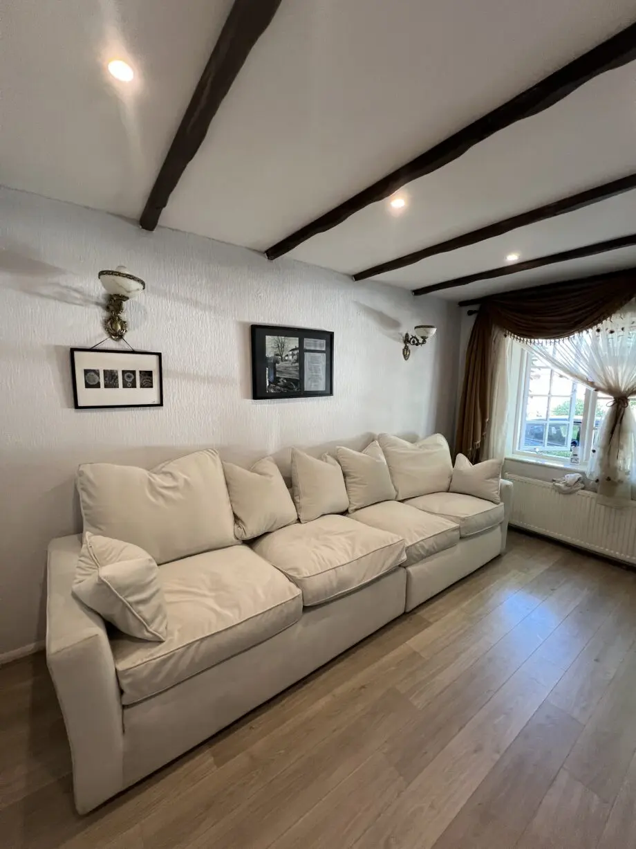 (New) DFS White Down filled pillow back 4-Seater sofa