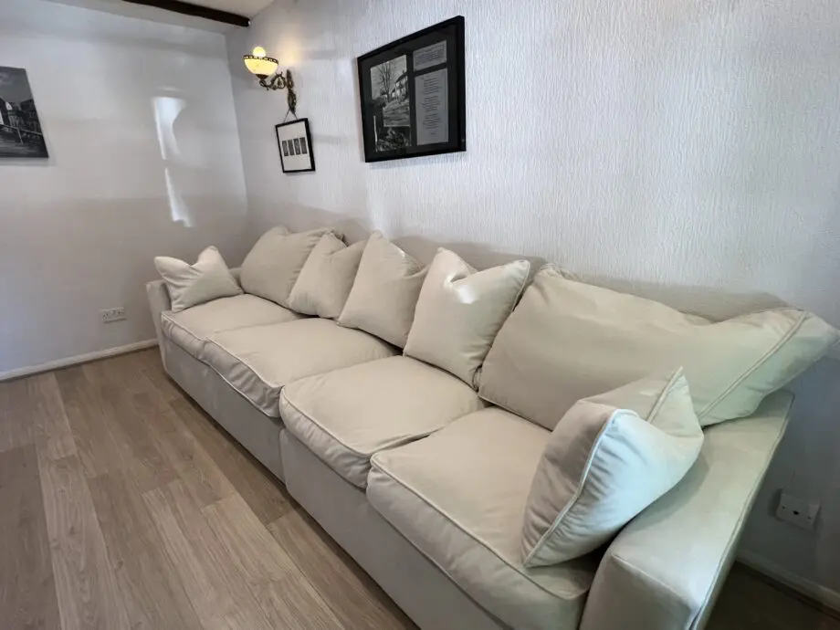 (New) DFS White Down filled pillow back 4-Seater sofa