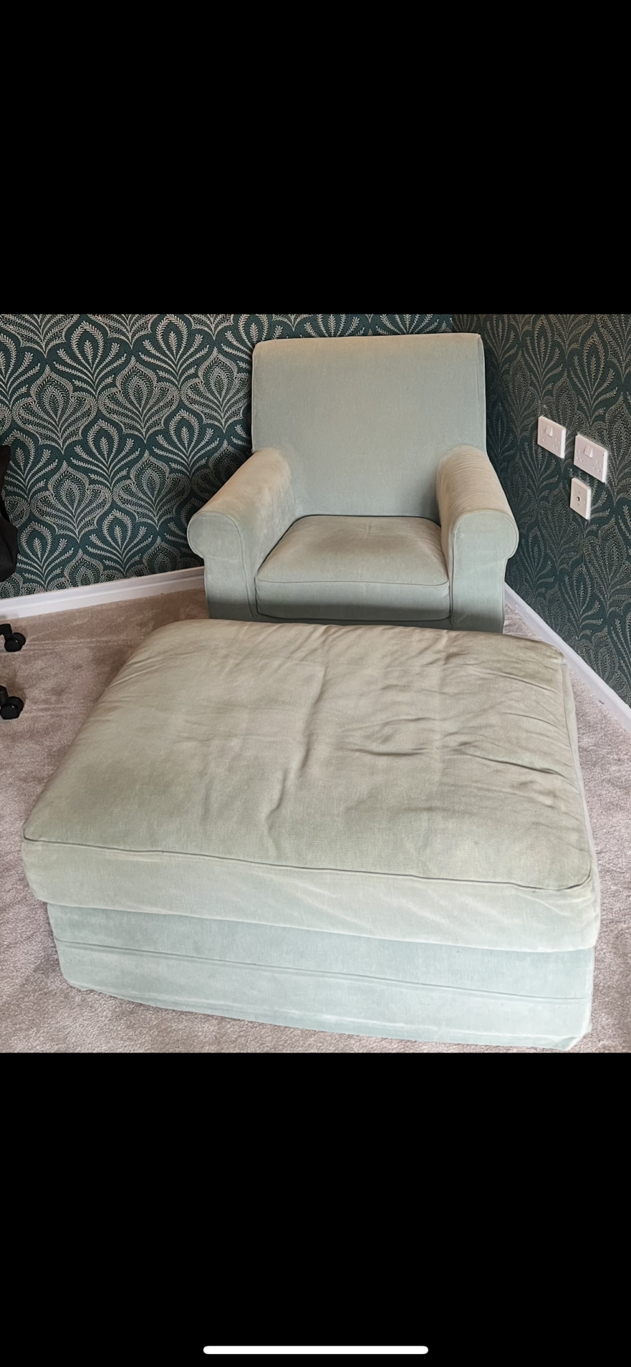 IKEA Light Green L shape sofa / Chair / Footstall