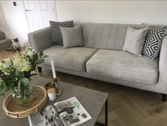 Sofology Fluted Ivy Light Grey Sofas x 2
