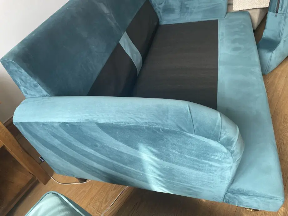 3 seater and 2 seater teal velvet sofas
