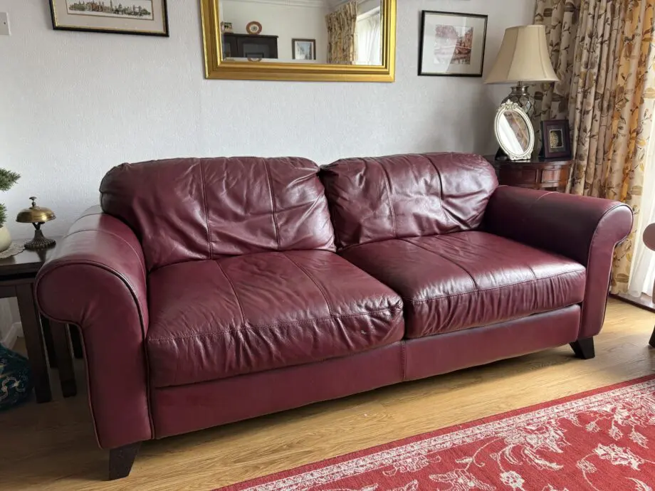 Leather 3 seater maroon DFS
