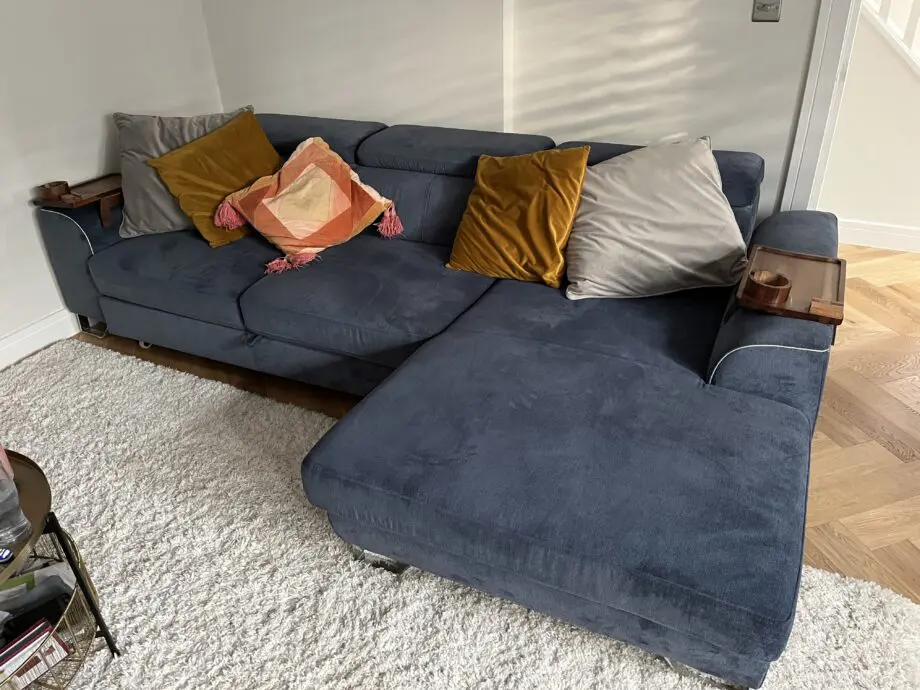 Navy Corner Sofa with pullout sofa bed
