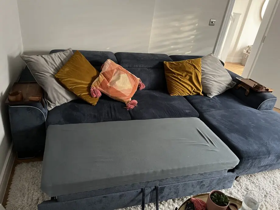 Navy Corner Sofa with pullout sofa bed